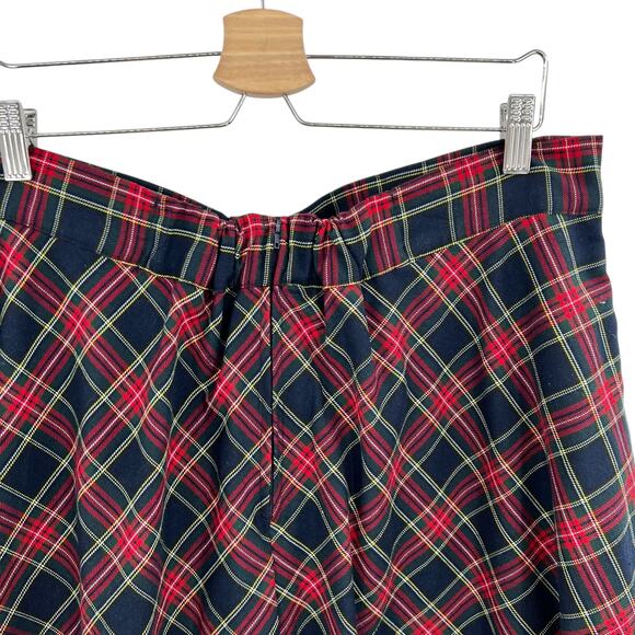 ModCloth Swingy Full Skirt Plaid Check Print Bow Waist Blue Red Plus Size 1X - Picture 7 of 10